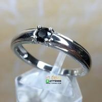 ราคา แหวนปลอกมีด แหวนนิล แหวนเงินแท้ ชุบทองคำขาว พลอยนิลแท้ YTG 8364 (17430602388)