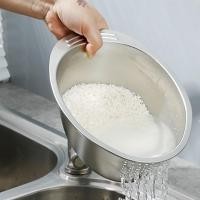 ราคา ตะแกรงกรองข้าวพระจันทร์วิลโลว์เอียงชามล้างข้าว304เหล็กสแตนเลสสำหรับปรุงอาหารที่บ้าน (20289836755)