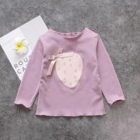 ราคา HOBIBEAR เสื้อแขนยาวเด็กผู้หญิงสำหรับเด็กเสื้อลายสตอเบอร์รี่ปะสามสี (19850594894)