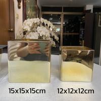 ราคา แจกันสี่เหลี่ยมสีเงิน สีทอง แจกันดอกไม้สีเงิน สีทอง (21279266834)