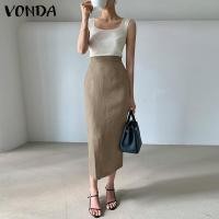 ราคา ส่งของ Vonda กระโปรงยาว เอวสูง สีพื้น สไตล์เกาหลี สําหรับผู้หญิง (19691840890)