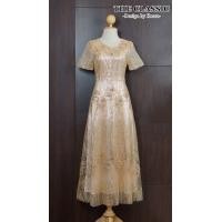 ราคา L 4XL The classic เดรสยาวปักมุก ใช้ผ้าเนื้อดีแต่งลายเพชร ปักดอกไม้มุก ชุดราตรี Premium Quality (972316536)