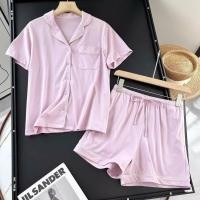 ราคา UNIQLO ชุดนอนแขนสั้นสำหรับผู้หญิงห้องลองเสื้อ2023ฤดูใบไม้ผลิและฤดูร้อนชุดสูทผ้าฝ้ายผสมกางเกงขาสั้นง่ายและสะดวกสบาย Pakaian Rumahan 455420 (20747179979)