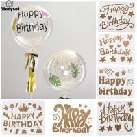 ราคา Studyset IN stock Large size Bronzing Letters Happy Birthday Sticker Bobo Ball Transparent Balloon Sticker (19988262850)