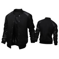 ราคา ZOGAA Mens Baseball Jackets Autumn Casual PU Leather Coats Single breasted Patchwork Slim Stand Collar Mens Windbreaker Jackets (11313373604)