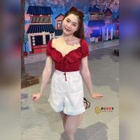 ราคา MesubShop เสื้อปาดไหล่ เสื้อไหมพรม โบว์หน้า เสื้อแขนตุ๊กตา เสื้อเปิดไหล่ ผูกโบว์หน้า เสื้อรูดๆ รุ่น B02 D503A (17425942363)