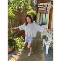 ราคา Oversize เสื้อ crop คอกลมสาวอวบ (16718238034)