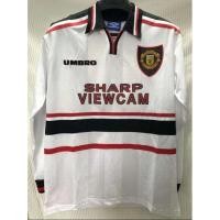 ราคา 1998 1999 Manchester United retro away white maillot de foot long sleeve (19806696544)