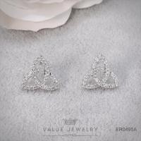 ราคา ต่างหูแป้น ฝังคริสตัล ลายสามเหลี่ยม สัญลักษณ์นำโชค ขนาดใหญ่ เงินแท้ ตุ้มหู เครื่องประดับ ER0495 ValueJewelry (16043355372)