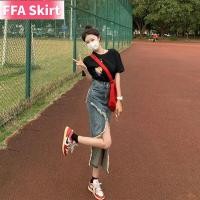 ราคา กระโปรงกระโปรงยีนส์ FFA สำหรับเทรนด์แฟชั่นสำหรับผู้หญิงตัดแต่งลูกไม้ ROK Belah ยีนส์เส้นกระโปรงความยาวปานกลาง (18422806467)