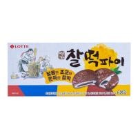 ราคา ขนมเกาหลี ขนมซัลต๊อกพาย ช็อคโก้พายสอดไส้ต๊อกเกาหลี Lotte choco sticky rice cake pie명가찰떡파이210g มี6ชิ้น ขนมนำเข้า (12930461193)