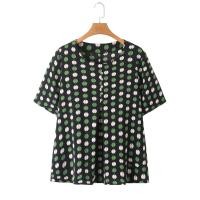 ราคา มีไซส์ใหญ่ Plus Size Womens Short Sleeve Chiffon Shirts Oversized Vintage Polka Dot Printed Summer Tops (18668070865)