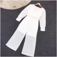 ราคา Jumpsuit ชุดจั้มสูทขายาว แต่งทรงบอลลูนพองๆ ทรงคอวีแต่งลูกไม้ ผ้าชีฟองมีซับใน 8114 (19464455515)