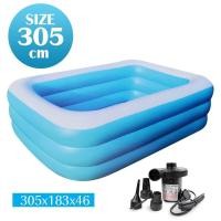 ราคา สระน้ำเป่าลม สระว่ายน้ำเป่าลม Family Pool ขนาด 305x183x46 cm สีฟ้า รุ่น Swim 305 183 46 Blue 05F Toy (643656960)