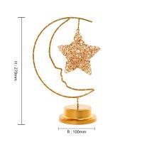 ราคา จัดส่งรวดเร็ว ไฟตกแต่งกลางคืนโคมไฟ Led พระจันทร์สีทองสำหรับบ้านโลหะตกแต่งแสงรอมฎอน Eid Mubarak มุสลิม (20147900474)
