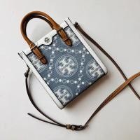 ราคา 2023 new Tory Burch T Monogram Denim Jacquard Mini Tote Bag Shoulder Bag Messenger Bag (20015850490)
