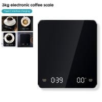 ราคา 3kg0 1g Electronic Coffee Scale Kitchen Weigh Timing Hand Brewing Coffee LED Hidden Screen Charging Electronic Scale Household (11719053219)