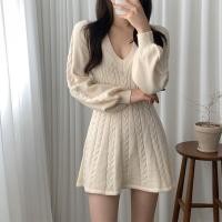ราคา Hot saleSize S XLคอวีแขนยาวโคมไฟฝรั่งเศสวินเทจ ชุดเดรส (17245636916)