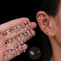 ราคา 1Pc 20g Stainless Steel Helix Piercing Jewelry Fashion Animal Plant Cz Ear Lobe Tragus Daith Cartilage Screw Back Earring Stud (11373896838)
