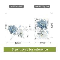 ราคา HelloYoung In Stock Large White Blue Flower Lotus Butterfly Removable Wall Stickers 3D Wall Art Decals Home Decor Mural Art for Living Room Bedroom (20263128688)
