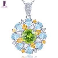 ราคา Lohaspie เครื่องประดับแท้6 2กะรัตสเตอร์ลิง925จี้เงินจี้บุษราคัมสีน้ำเงินหินซิทรีนธรรมชาติแท้จี้เครื่องประดับห้อยแฟชั่นผู้หญิง (21231034368)
