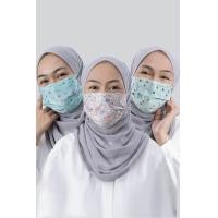 ราคา แมส ฮิญาบ mask Jovian แมสคล้องหัว mask hijab แมสฮิญาบ ลายดอกไม้ หนา 3 ชั้น (20016263420)