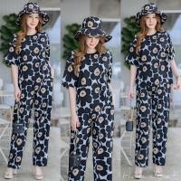 ราคา เซทเสื้อคอกลมแขนสั้น แต่งกุ๊นคอ กับกางเกงขายาว ทรงกระบอก ชุดเซ็ท ชุดเซต (19276252472)
