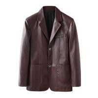 ราคา ZZOOI Idopy Autumn New Long Sleeve Men s Faux Leather Jacket 3 Buttons Blazer Collar Business Casual Jacket Coat Plus Size L 6XL (18432120640)