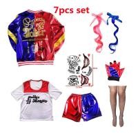 ราคา เด็กหญิงทีมฆ่าตัวตาย Harley Quinn ชุดคอสเพลย์ผู้หญิงฮาร์เลย์ควินน์ชุดฮาโลวีนเด็กผู้หญิงชุดโจ๊กเกอร์เสื้อแจ็คเก็ตฮาเลย์เสื้อยืดกางเกงขาสั้นชุดตัวตลกมอนสเตอร์ช (20404174720)