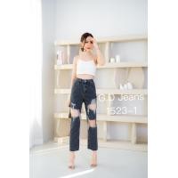 ราคา กางเกงยีนส์แฟชั่นขายาวผ้าไม่ยืดทรงบอยสีดำฟอกแต่งขาดเซอร์เก๋ๆ 1523 1 (17544370527)