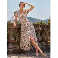 ราคา Cider Mid Waist Button Slit Floral Maxi Skirt (20275423261)