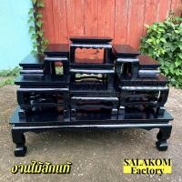 ราคา SLK ชุดโต๊ะหมู่บูชาไม้สัก หมู่ 9 หน้า 3 50 28 35 ซม ก ลึก ส งานไม้สัก สีดำ (19852181280)