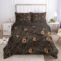 ราคา 3D Duvet Cover Set Bedding Sets Comforter Quilt Cover Bed Linen King Queen Black Gold Lotus Design Printed 220x260 Size (19009461025)