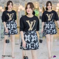 ราคา TW17463 Set สาวอวบ เสื้อยืดแขนสั้น กางเกงขาสั้นพิมลาย (14218080199)