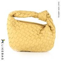 ราคา LIKEBAG ตะกร้าสานมีซิปกระเป๋าสานแท้แฟชั่นหนัง PU กระเป๋าถือทอมือสำหรับผู้หญิง (13154316820)