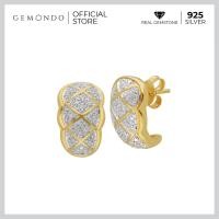 ราคา Gemondo ต่างหูเงินแท้ 925 ชุบทอง 18K ประดับเพชร Diamond ดีไซน์ลวดลายผ้าไทย (5879598007)