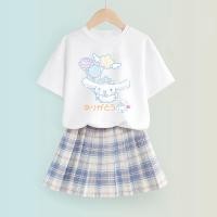 ราคา Girls Jk Suit Sets Leisure Cartoon Printing Princess Style T shirt JK Plaid Skirt Cotton 2pcs Baby Clothes (20454062508)