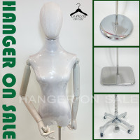 ราคา หุ่นโชว์เสื้อผ้าผู้หญิง แบบครึ่งตัว หุ่นโชว์ เนื้อกำมะหยี่ แขนไม้ สีเงิน มีหัวให้เลือก3แบบ (20673711330)