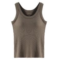 ราคา เสื้อกล้ามแฟชั่นสำหรับผู้หญิงมีแผ่นหน้าอกเสื้อบังทรงด้ายโมดอลสำหรับเด็กผู้หญิงใส่ในฤดูร้อนสีทึบ (19781572380)