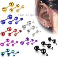 ราคา 1 ข้าง สแตเลส 316L แท้ สีไม่ลอกออก ดัมเบลกลม Stainless บอล Round Dumbell 316L Stainless Steel Stud 1 Piece (7186732833)