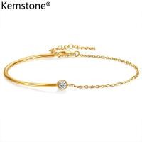 ราคา Kemstone โซ่โซ่ข้อมือเครื่องประดับสแตนเลสเซอร์คอนแผ่นสีเงินทองสำหรับผู้หญิง (19941666901)