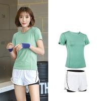 ราคา ชุดเสื้อยืด2ชิ้นสำหรับผู้หญิงชุดสูทออกกำลังกายอย่างมืออาชีพสูทแห้งเร็วฟิตเนสวิ่งยิมชุดออกกำลังกายชุดโยคะ (20064819637)