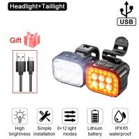 ราคา ไฟหน้าจักรยานชุดไฟจักรยาน LED Q3กันน้ำไฟท้าย IPX4 USB ชาร์จไฟไฟท้ายจักรยาน MTB (20674834617)