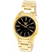 ราคา Seiko 5 SNKL50 Mens Gold Tone Stainless Steel Black Dial Automatic Watch (16358089428)