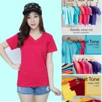 ราคา Sunita เสื้อยืดสีพื้น คอวี แขนสั้น สีบานเย็น ทรงตรง ใส่ได้ทั้งหญิง ชาย คอทตอน 100 (10719570705)