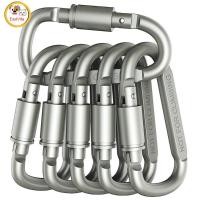 ราคา 6pcs 8cm D Type Carabiner Keychain Clip Heavy Duty Aluminum Alloy Locking Carabiner For Camping Hiking (20692619454)