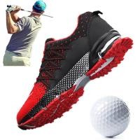 ราคา Footjoy ใหม่ Breathable รองเท้ากอล์ฟผู้ชายสีแดงสีดำกลางแจ้งน้ำหนักเบาคุณภาพรองเท้าผ้าใบกอล์ฟผู้ชายเดินสบายยิมรองเท้าผ้าใบ (17086514364)