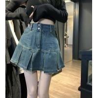 ราคา กระโปรงไซส์ใหญ่สำหรับสาวอวบกระโปรงยีนส์กระโปรงสั้นจับจีบทรงเอคลุมท้องออกแบบพิเศษใส่แล้วดูผอมเพรียวสำหรับสาวอวบ (21031280247)