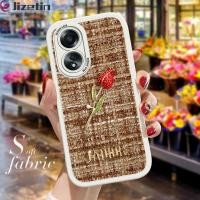 ราคา Jizetin สำหรับ OPPO A58 4G A78 4G สีแดงกุหลาบและผ้า JADIOR คำภาษาอังกฤษด้านหลังปลอกผ้าซิลิโคนนุ่มเคสโทรศัพท์ (20361141083)