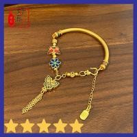 ราคา LIKT กำไลข้อมือครึ่งสีฟ้าไหม้มีพู่ผีเสื้อหลากสีงานทำมือระดับสูงสไตล์จีนลายเส้นสร้อยข้อมือทองทรายสองด้านพร้อมตัวอักษรอวยพรวันเกิดและวันหยุดของขวัญสำหรับผู้หญิง (20826865355)